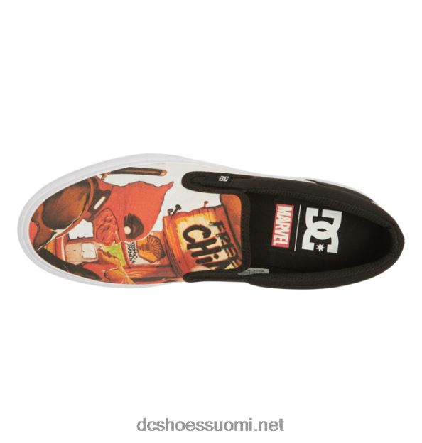 miesten marvel deadpool x dc manuaaliset slip-on kengät musta/valkoinen printti DC Shoes VXP4HP392