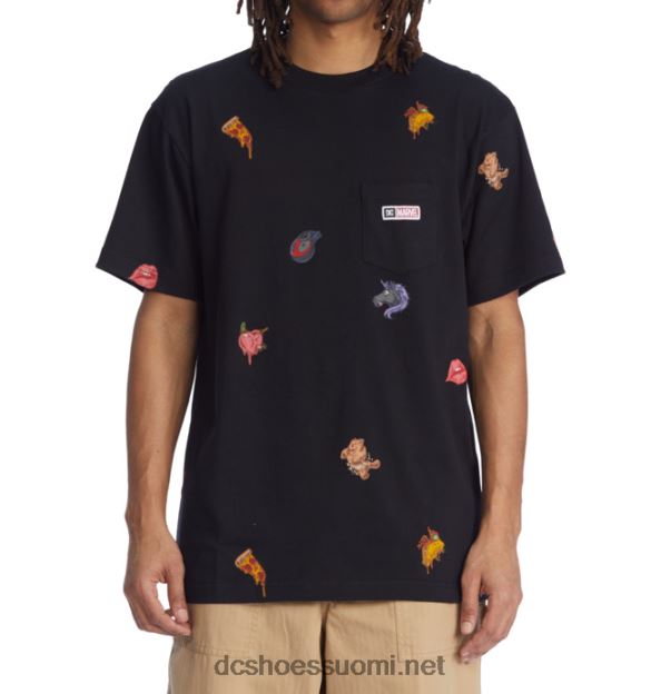 miesten marvel deadpool x dc all over tasku t-paita musta DC Shoes VXP4HP404